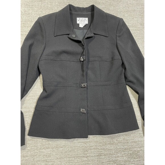 David Warren Blazer Women’s 2P New York Black Short Jacket Sleeve Collared - Picture 3 of 15
